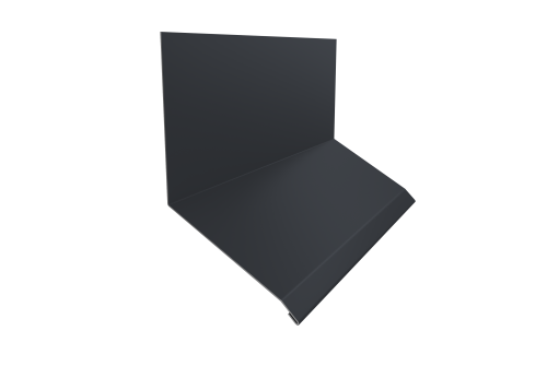 Планка примыкание верхнее к стене фальц Grand Line 150х130х20 0,45 Drap TwinColor RAL 7024 мокрый асфальт (3м)